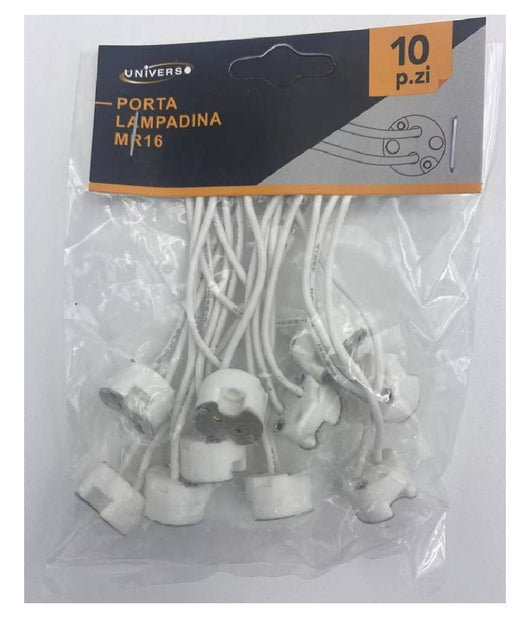 Kit 10 Pezzi Portalampada In Ceramica Per Faretti Attacco Mr16 Gu5.3 12v Yl106-10         