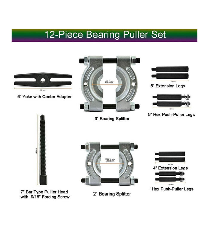 Kit 10 Pezzi Separatore Dislocatore Estrattore Cuscinetti 75-105 Mm         