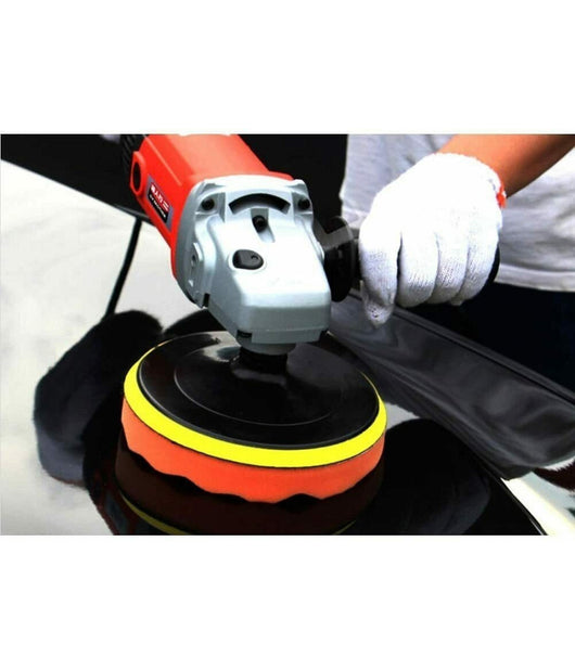 Kit 10 Pz Spugna Lucidante Ceratura + Adattatore Per Trapano Lucidatrice 125mm         