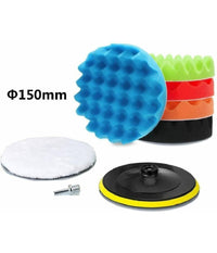 Kit 10 Pz Spugna Lucidante Ceratura + Adattatore Per Trapano Lucidatrice 150mm         