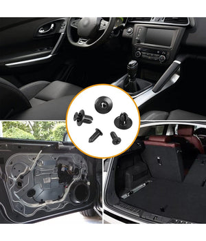 Kit 100pz Rivetti In Plastica Clip Viti Per Interni Auto Pannello Paraurti Porta         