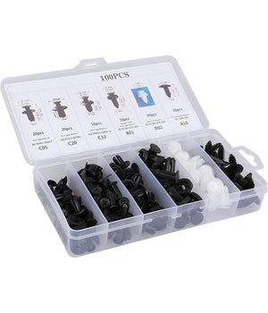 Kit 100pz Rivetti In Plastica Clip Viti Per Interni Auto Pannello Paraurti Porta         
