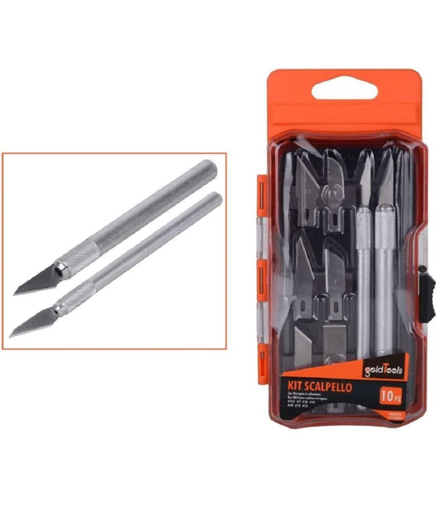Kit 10pz Bisturi Tagliabalsa Taglio Coltello Precisione Incisione 2 Manici 92200         