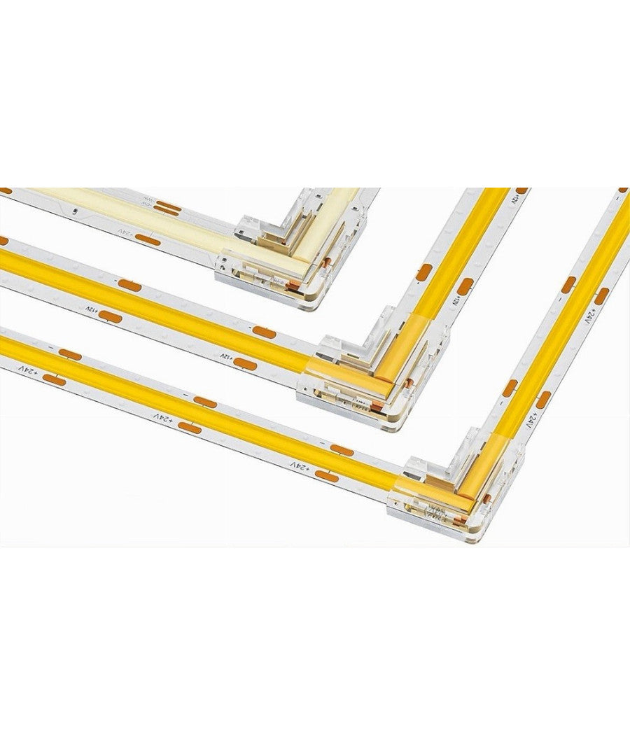 Kit 10pz Connettore Trasparente Angolare Per Strip Led Monocolore 2pin 10mm Cn10-l         