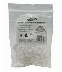 Kit 10pz Connettore Trasparente Angolare Per Strip Led Monocolore 2pin 10mm Cn10-l         