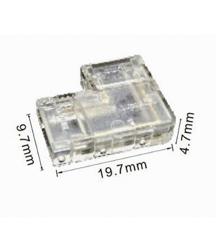 Kit 10pz Connettore Trasparente Angolare Per Striscia Strip Led 2pin 8mm Cn8mm-l         
