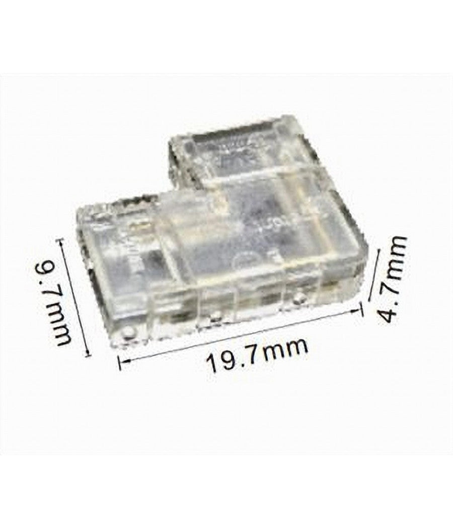 Kit 10pz Connettore Trasparente Angolare Per Striscia Strip Led 2pin 8mm Cn8mm-l         