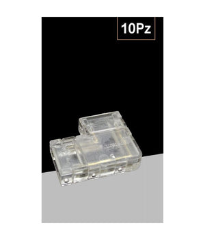 Kit 10pz Connettore Trasparente Angolare Per Striscia Strip Led 2pin 8mm Cn8mm-l         