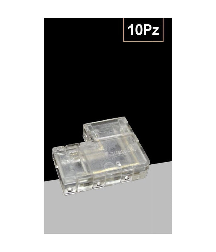 Kit 10pz Connettore Trasparente Angolare Per Striscia Strip Led 2pin 8mm Cn8mm-l         