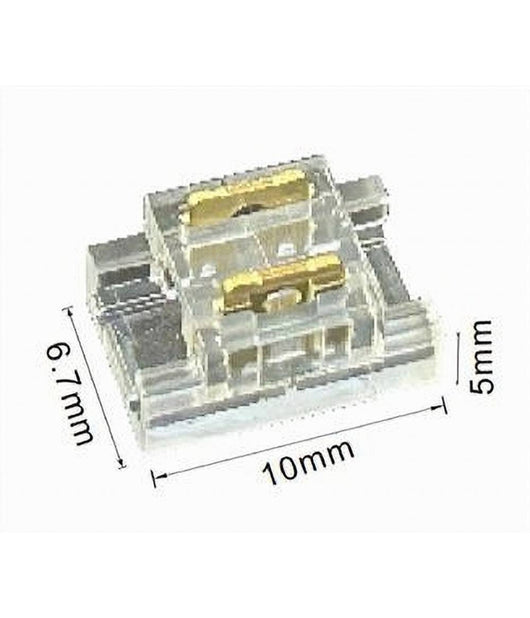 Kit 10pz Connettore Trasparente Lineare Per Striscia Strip Led 2 Pin 5mm Cn5mm-d         