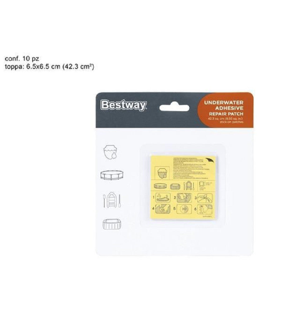 Trade Shop - Kit 10pz Toppe Di Riparazione Autoadesive Per Piscine Resistenti All'acqua 62091 -