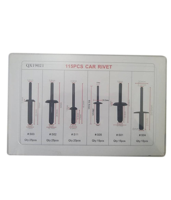 Kit 115 Pz Plastica Trim Clip Rivetti Clip Fermi Di Spinta Auto Paraurti Porta         