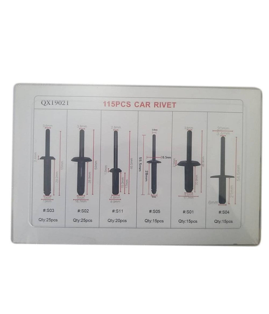 Kit 115 Pz Plastica Trim Clip Rivetti Clip Fermi Di Spinta Auto Paraurti Porta         