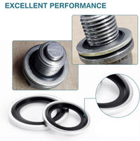 kit 165 RONDELLE GUARNIZIONI METALLO GOMMATO PER TAPPO OLIO MOTORE 10 MISURE