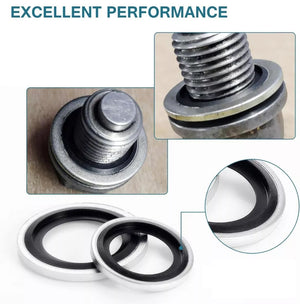 kit 165 RONDELLE GUARNIZIONI METALLO GOMMATO PER TAPPO OLIO MOTORE 10 MISURE