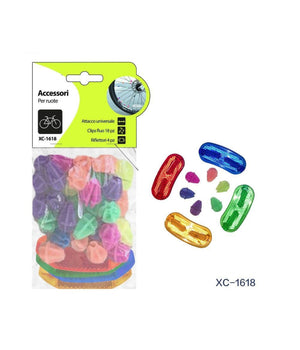 Kit 18 Pz Clips Fluo + 4 Pz Riflettori Accessori Per Ruote Bici Colorate Xc-1618         