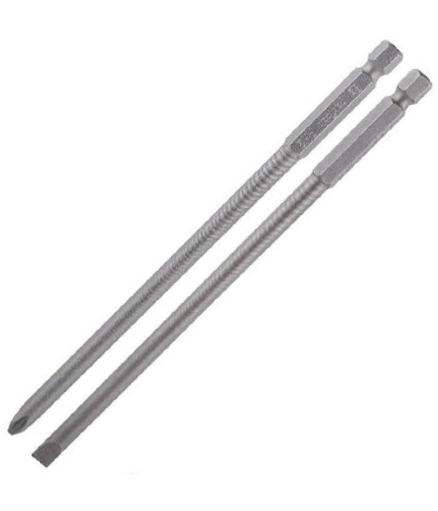 Kit 2 Bits 150mm Gambo 1/4" 6.35mm Punta S2 Magnetica Croce Ph2 Taglio Sl6 57251         