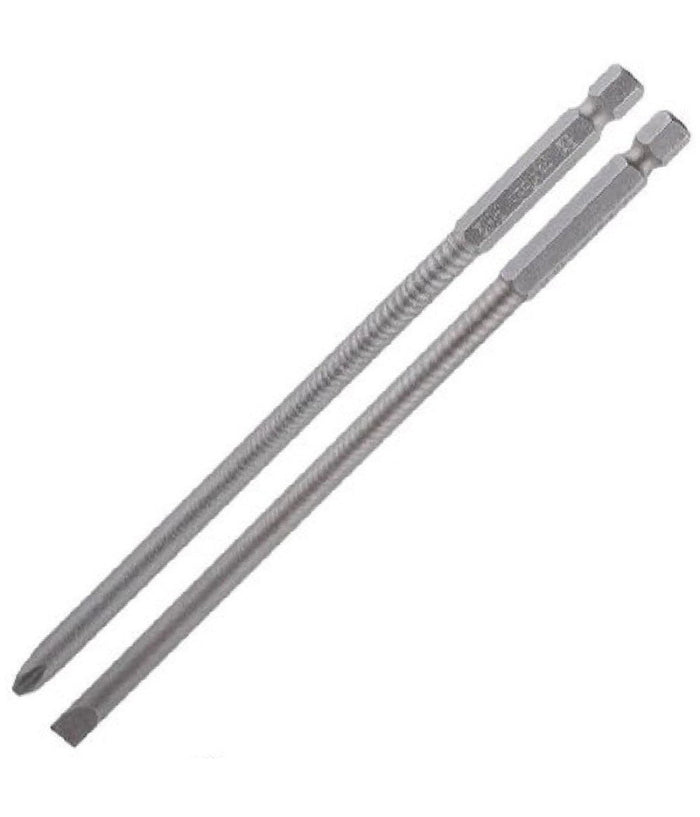 Kit 2 Bits 150mm Gambo 1/4" 6.35mm Punta S2 Magnetica Croce Ph2 Taglio Sl6 57251         