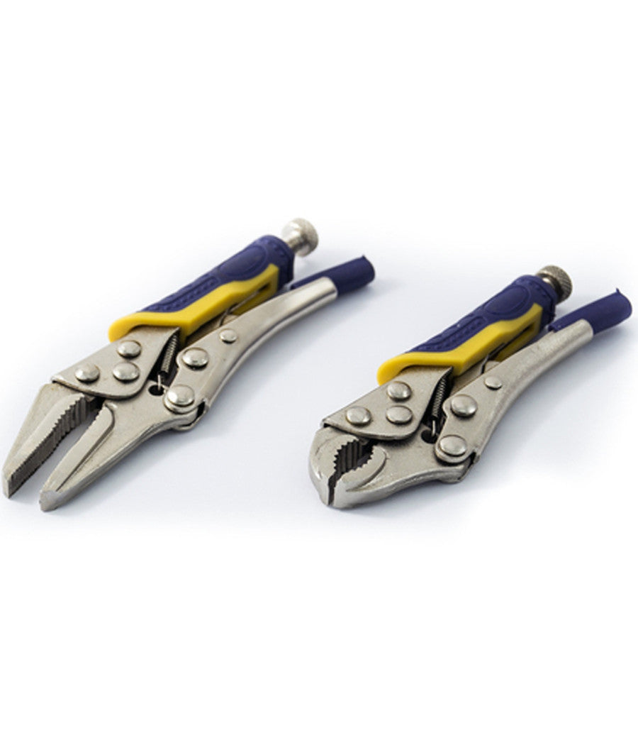 Kit 2 Mini Pinze Pinza Grip Becco Curvo Lunga Morsetto Autobloccante A Scatto         