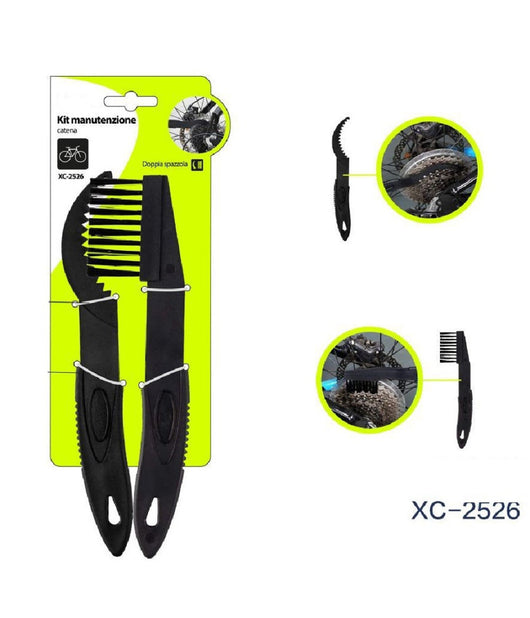 Kit 2 Spazzole Pennello Pulizia Manutenzione Catena Pignoni Volano Bici Xc-2526         