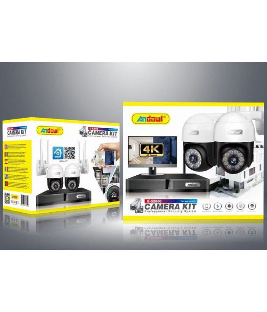 Kit 2 Telecamere Wi-fi Ptz 4k Con Registratore Nvr Sistema Di Sicurezza Q-s2000         