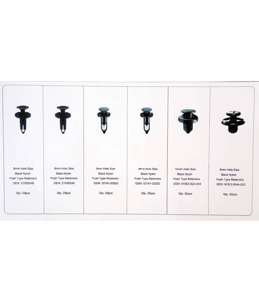 Kit 200 Pz Plastica Trim Clip Rivetti Clip Fermi Di Spinta Per Auto Paraurti         