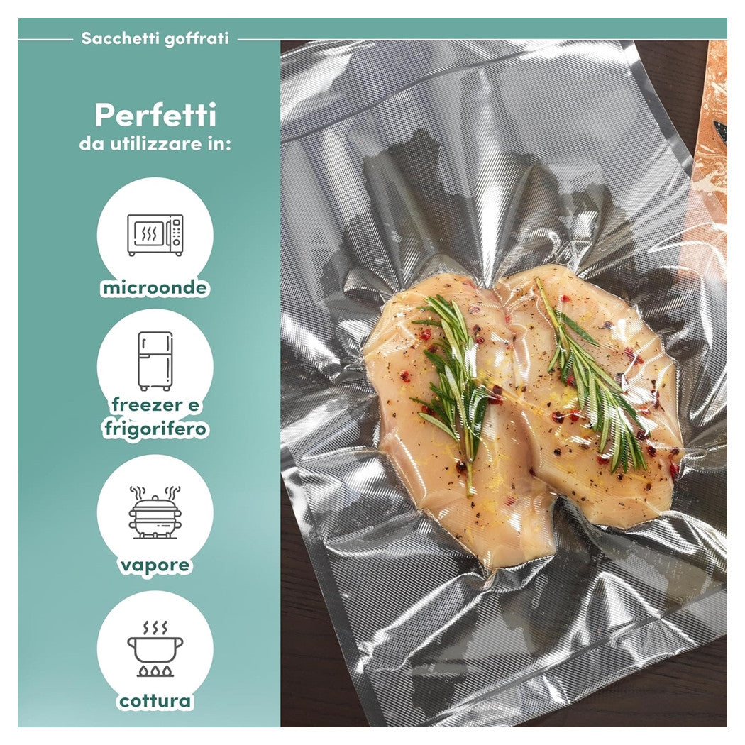Trade Shop - Kit 20pz Sacchetti Sottovuoto 20x30cm Per Congelatore Frigorifero Microonde Cottura         