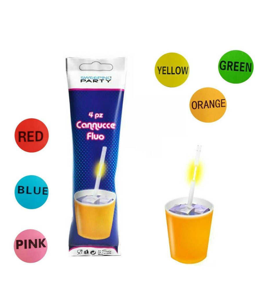 Kit 24 Pezzi Cannucce Luminose Starlight Party Fluo Concerti Feste Fluorescenti         
