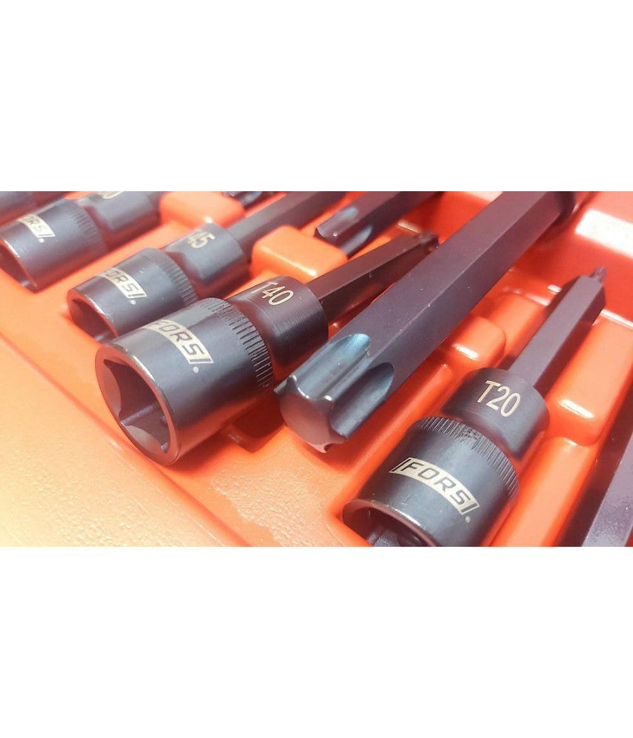 Kit 26 Pz Inserti Inserto Torx Chiavi Bussola 1/2 Lunghe Auto Meccanico Fs-43612         