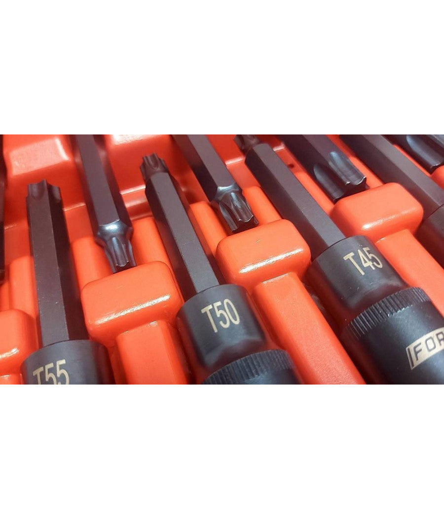 Kit 26 Pz Inserti Inserto Torx Chiavi Bussola 1/2 Lunghe Auto Meccanico Fs-43612         