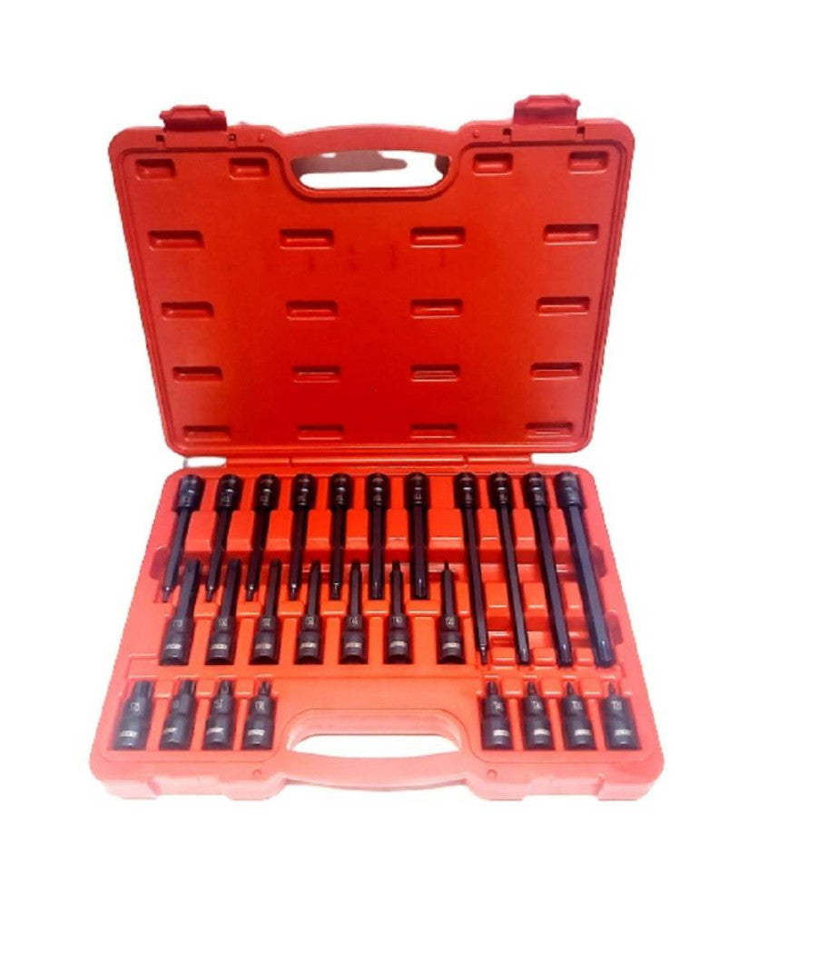 Kit 26 Pz Inserti Inserto Torx Chiavi Bussola 1/2 Lunghe Auto Meccanico Fs-43612         