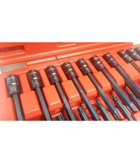 Kit 26 Pz Inserti Inserto Torx Chiavi Bussola 1/2 Lunghe Auto Meccanico Fs-43612         