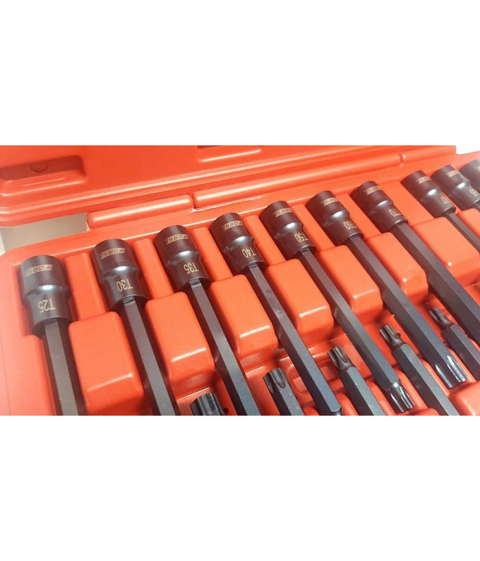 Kit 26 Pz Inserti Inserto Torx Chiavi Bussola 1/2 Lunghe Auto Meccanico Fs-43612         