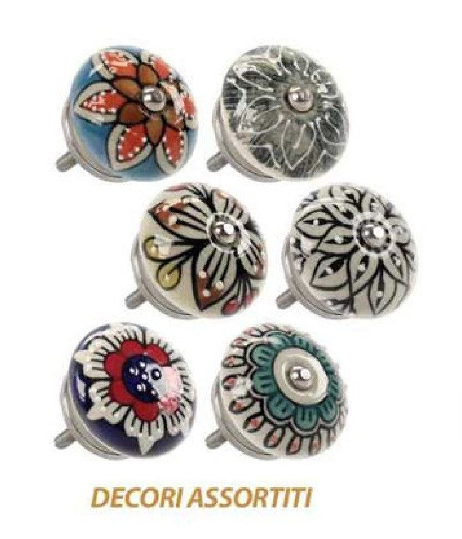 Kit 2pz Pomelli Mobili Cassetti Pomello In Ceramica 40mm Decori Assortiti 843020         