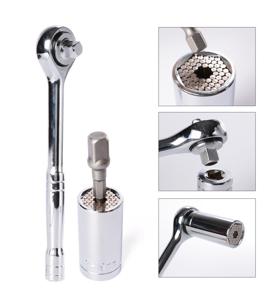 Kit 3 Pezzi Chiave Universale A Bussola Da 7 A 19 Mm Avvita Svita Dado Bullone         