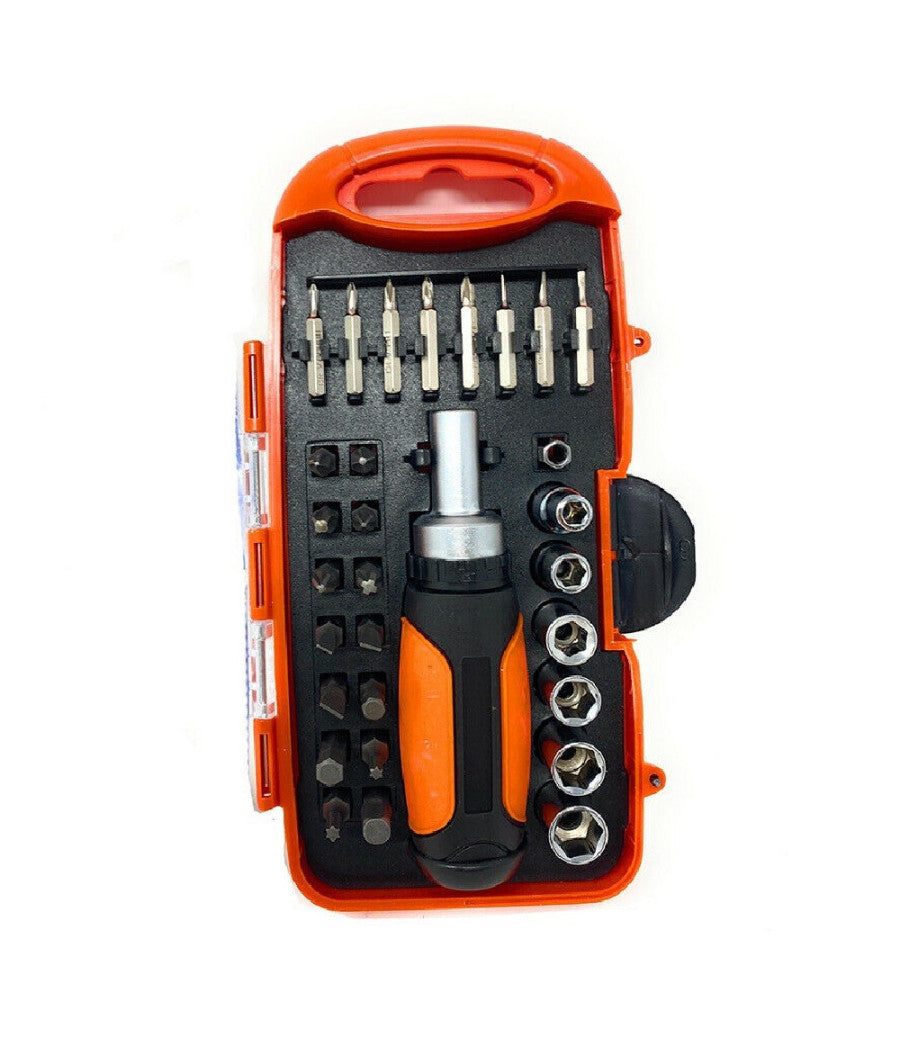 Kit 30 Pz Cacciaviti A Cricchetto Multiuso Inserti Punte A Croce Torx Esagonali         