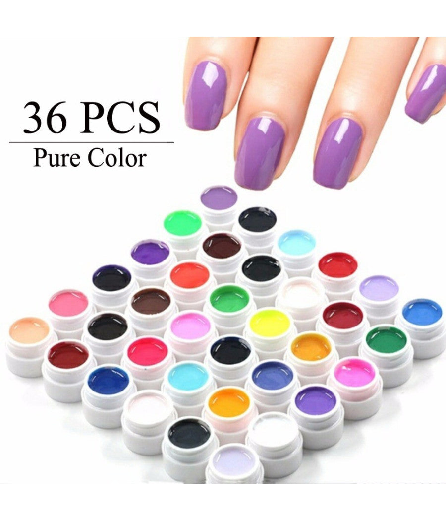 Kit 36 Color Gel Uv Colorati Lidan Per Ricostruzione Unghie Nail Art Pure Polish         