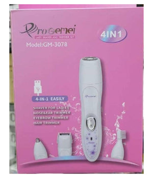 Kit 4 In 1 Rasoio Rifinitore Donna Epilatore Professionale Ricaricabile Gm-3078         