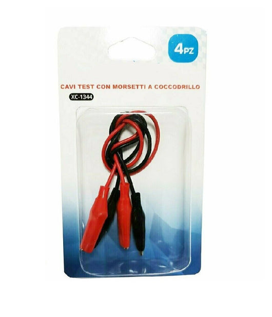 Kit 4 Pezzi Cavi Test Con Morsetti Clip A Coccodrillo Per Batteria 47 Cm Xc-1344         