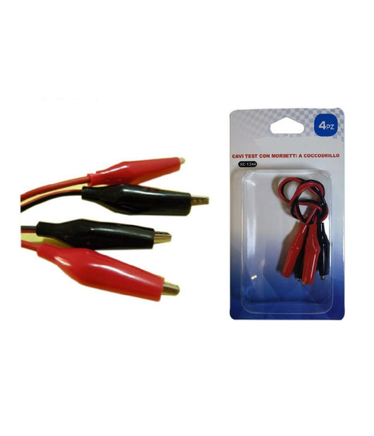 Kit 4 Pezzi Cavi Test Con Morsetti Clip A Coccodrillo Per Batteria 47 Cm Xc-1344         