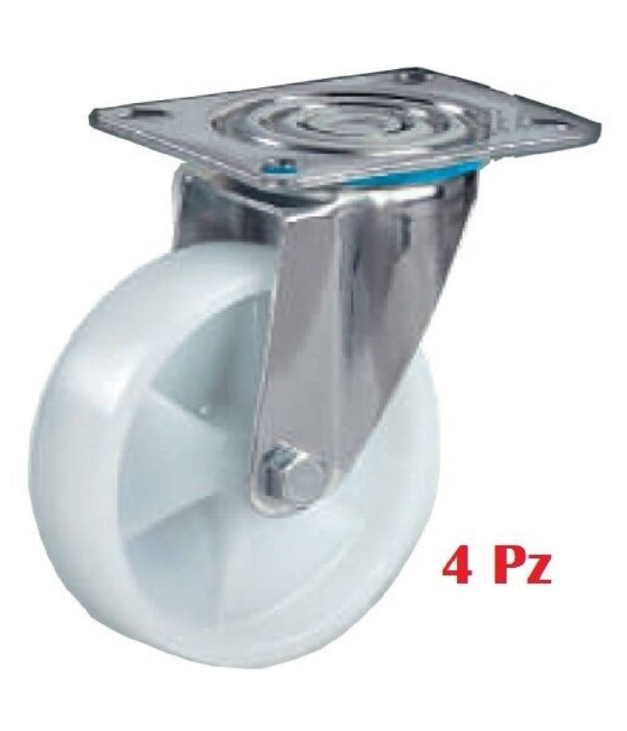 Kit 4 Ruote Nylon Rotelle Ruota Rotella Per Carrello Carrelli Staffa Girevole         