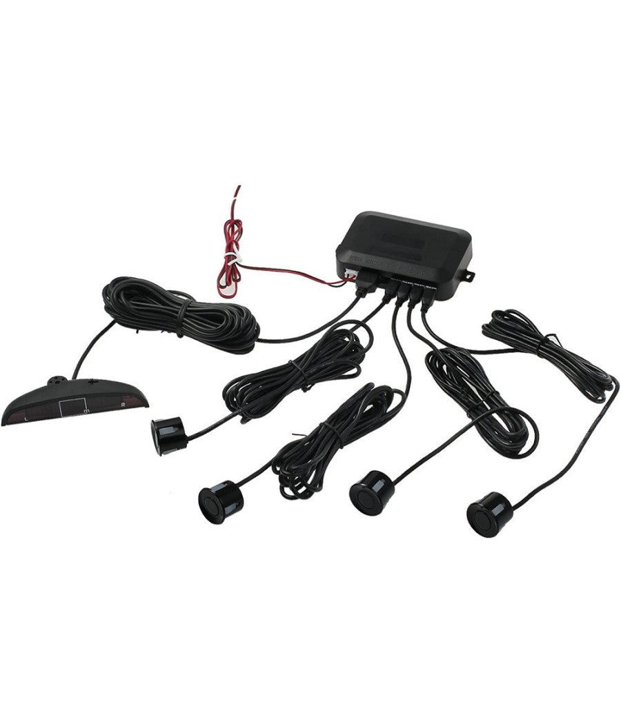 Kit 4 Sensore Di Parcheggio Con Display Led Auto Sensore Posteriore Allarme Nero         
