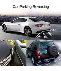 Kit 4 Sensore Di Parcheggio Con Display Led Auto Sensore Posteriore Allarme Nero         