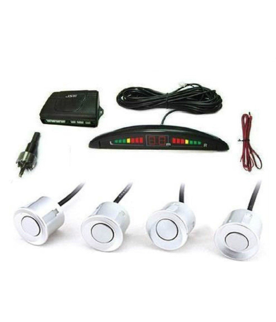 Kit 4 Sensori Di Parcheggio Con Display Led Cicalino Suono Grigi         