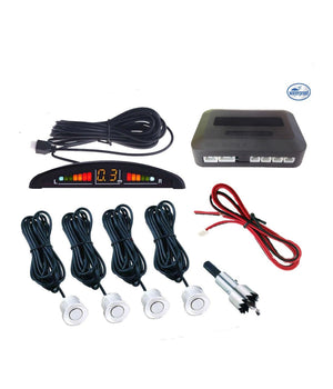 Kit 4 Sensori Di Parcheggio Con Display Led+suono Grigio Con Cicalino Acustico         