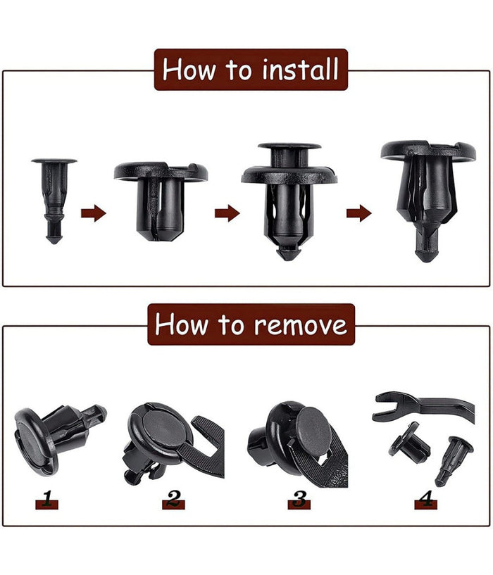 Kit 40pz Clip Di Fissaggio Automatico Rivetto In Plastica Per Paraurti Auto Nero         
