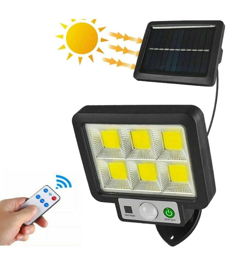 Kit 4pz Faro Solare Led Con Pannello Faretto Sensore Di Movimento 96 Led Cob T09         
