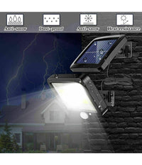 Kit 4pz Faro Solare Led Con Pannello Faretto Sensore Di Movimento 96 Led Cob T09         