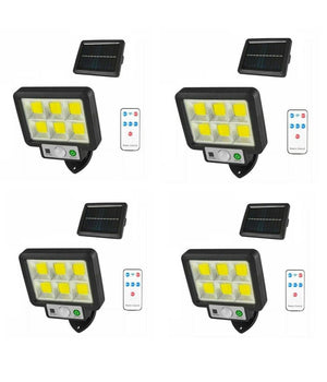 Kit 4pz Faro Solare Led Con Pannello Faretto Sensore Di Movimento 96 Led Cob T09         