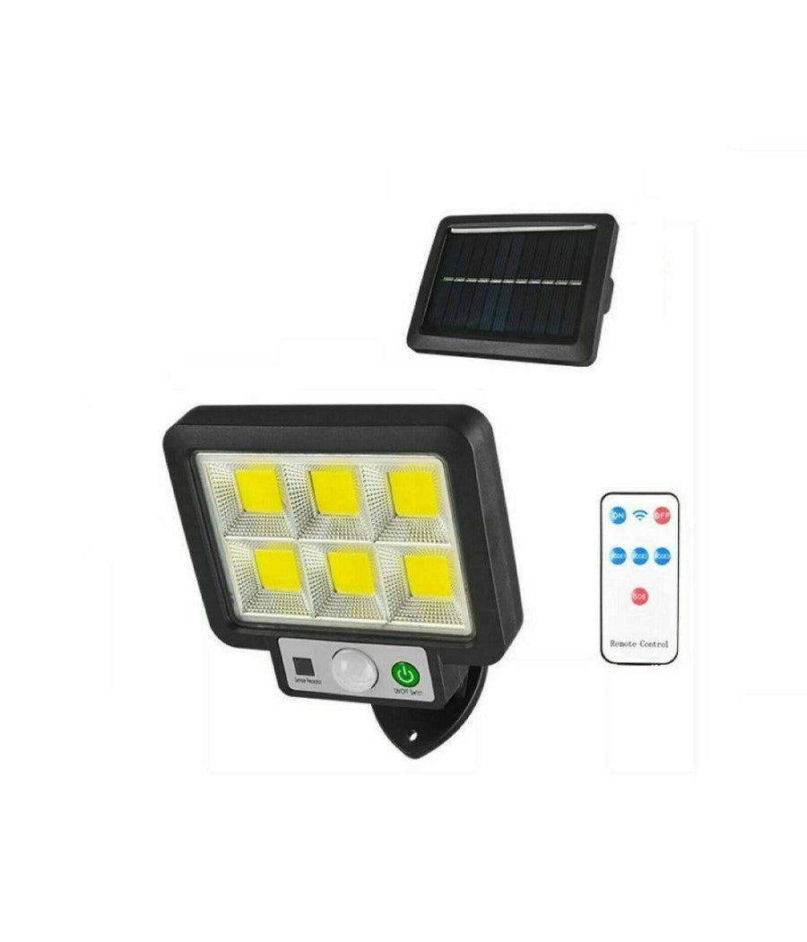 Kit 4pz Faro Solare Led Con Pannello Faretto Sensore Di Movimento 96 Led Cob T09         